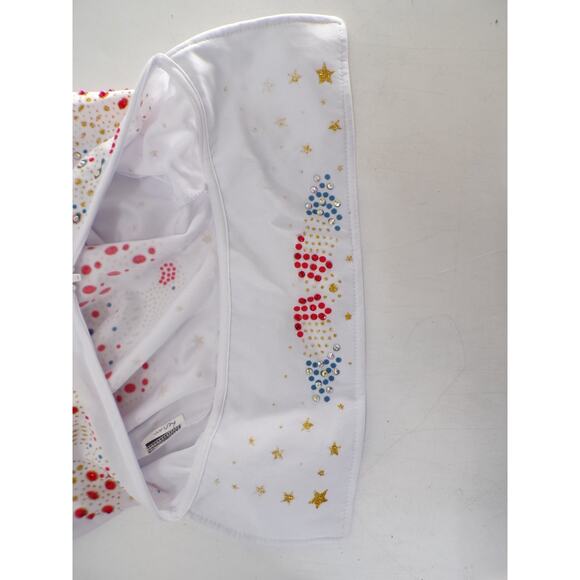 Dance Costume Elvis Small Adult White Jumpsuit Jazz Tap Rhinestones Elvis - Picture 8 of 10